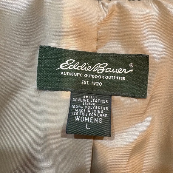 EDDIE BAUER Suede Leather Lined Jacket Blazer Coat Green Women's Large - Picture 8 of 16